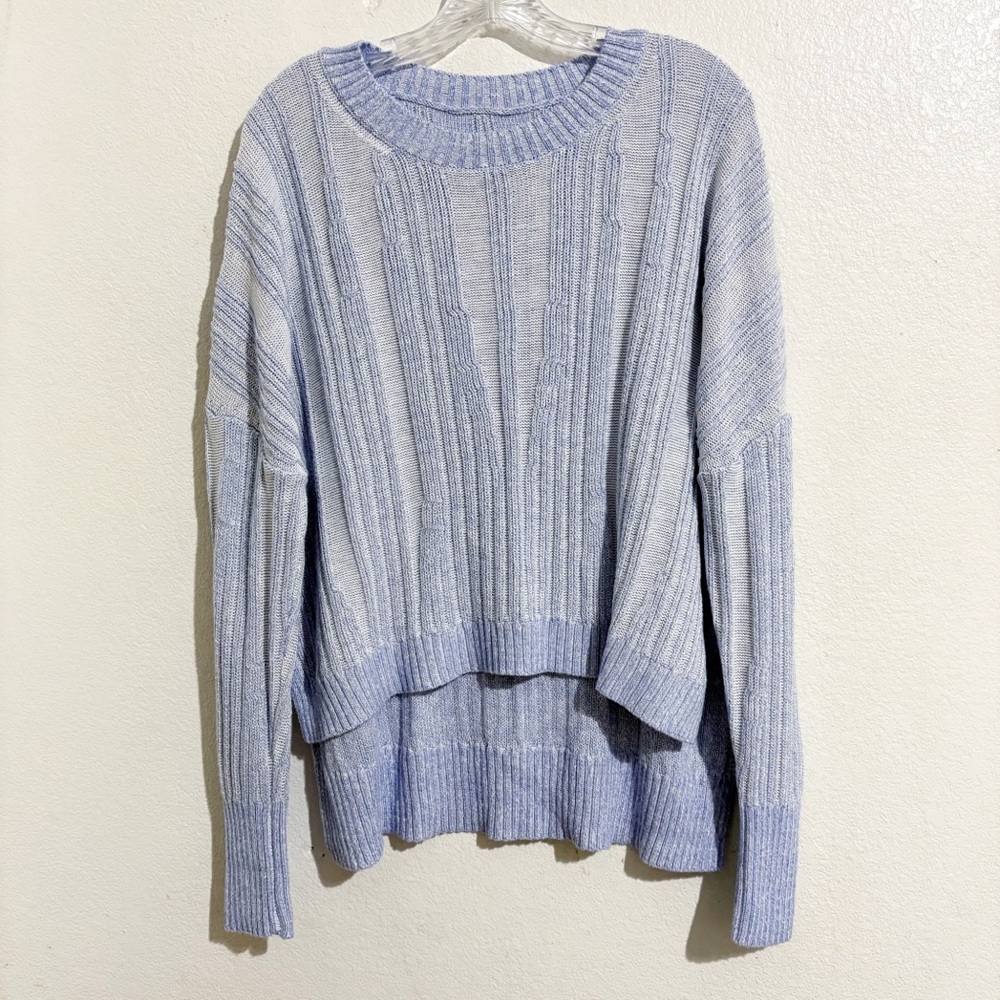 NWT Anthropologie‎ Pilcro Textured High-Low Pullover Sweater in Light Blue